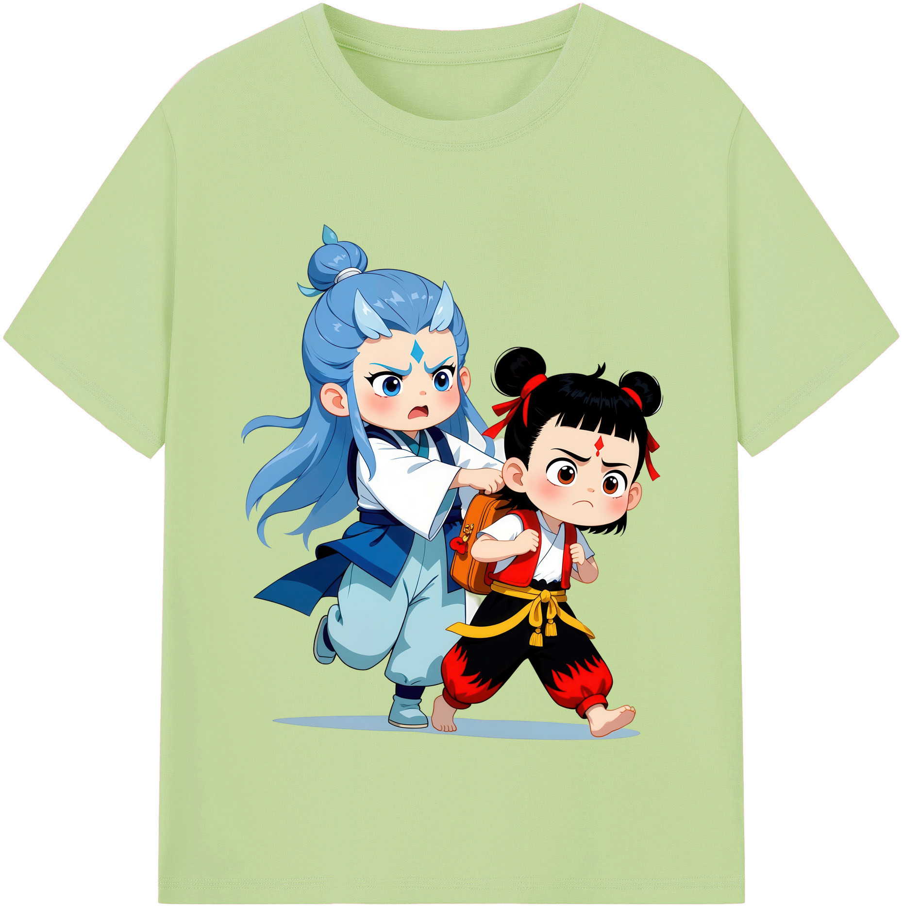 （画像用） Ne Zha 2 ナタ 魔童の大暴れ 綿100％半袖Tシャツ（フロントプリント）